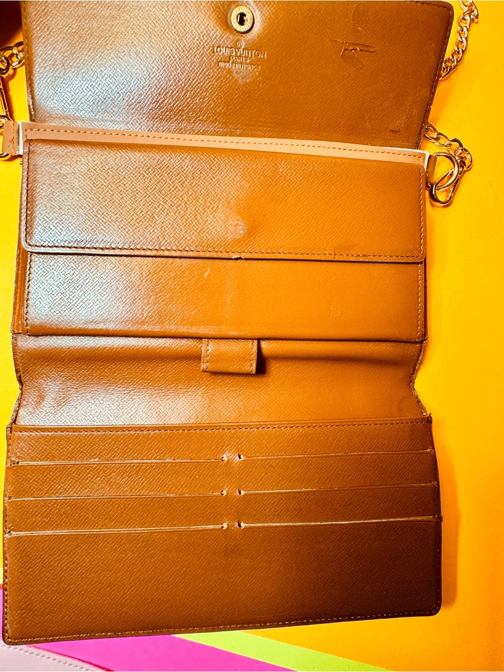 Louis Vuitton Monogram Brown trifold Wallet with Chain - Picture 7 of 15